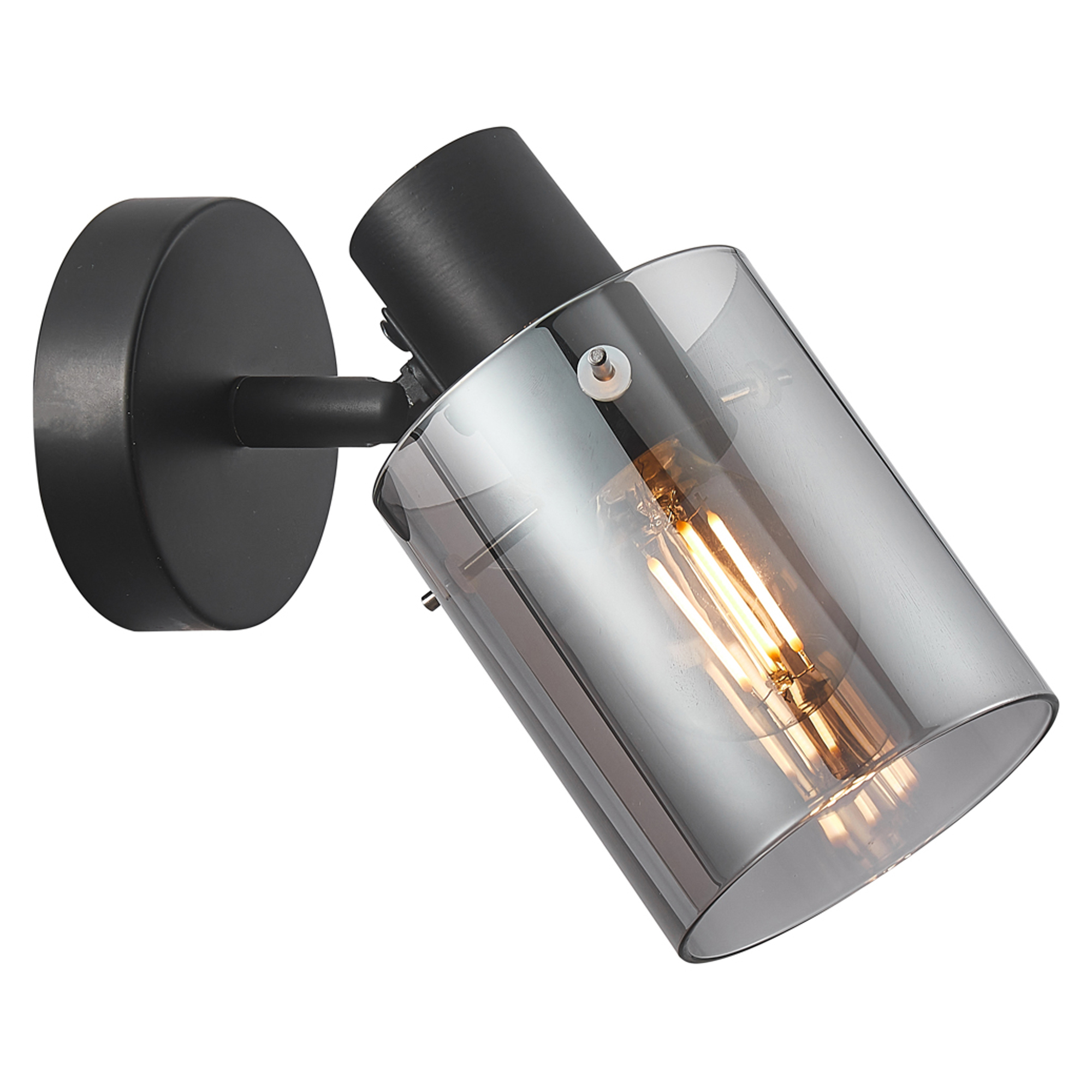 Vegglampe Lunessa Ned Røyk, Svart Blank