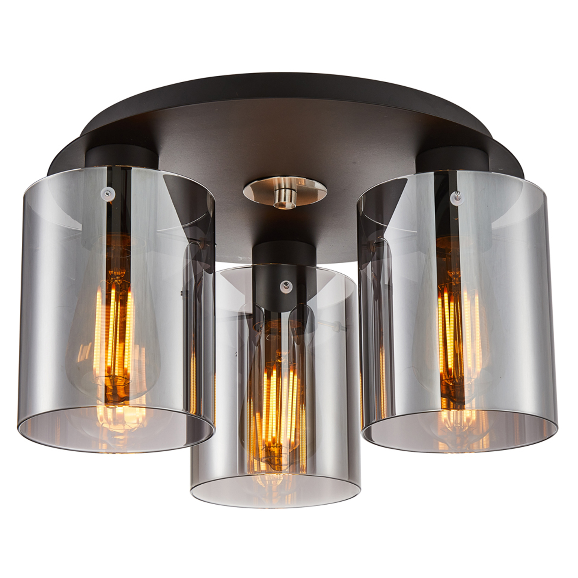 Taklampe Lunessa Trio Røyk, Svart Blank