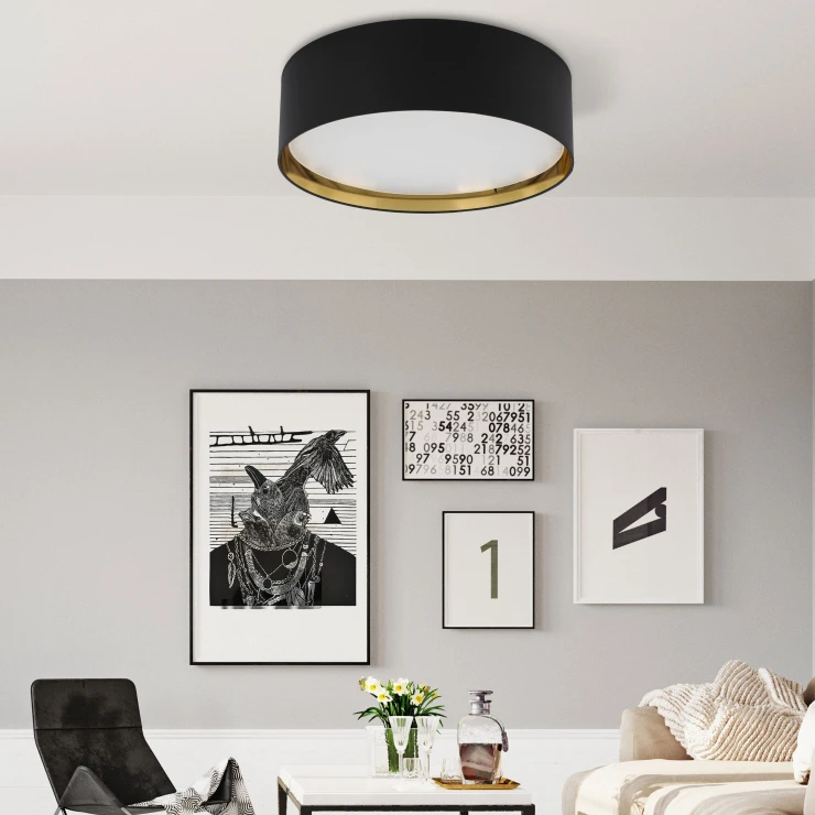 Taklampe Ilora Svart, Gull Matt Ø 60 cm