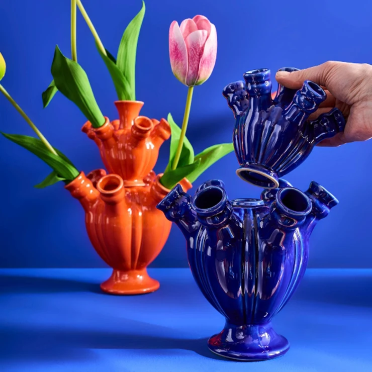 Werner Voss Vase Tulip Tower Oransje Blank