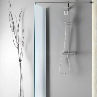 Dusjvegg Lirio Krom Blank 6 mm 100x190 cm Tegelglas