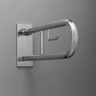 Sammenleggbart Støttegrep med Toalettpapirholder <strong>Steda</strong>  60 cm Dobbel Krom Blank