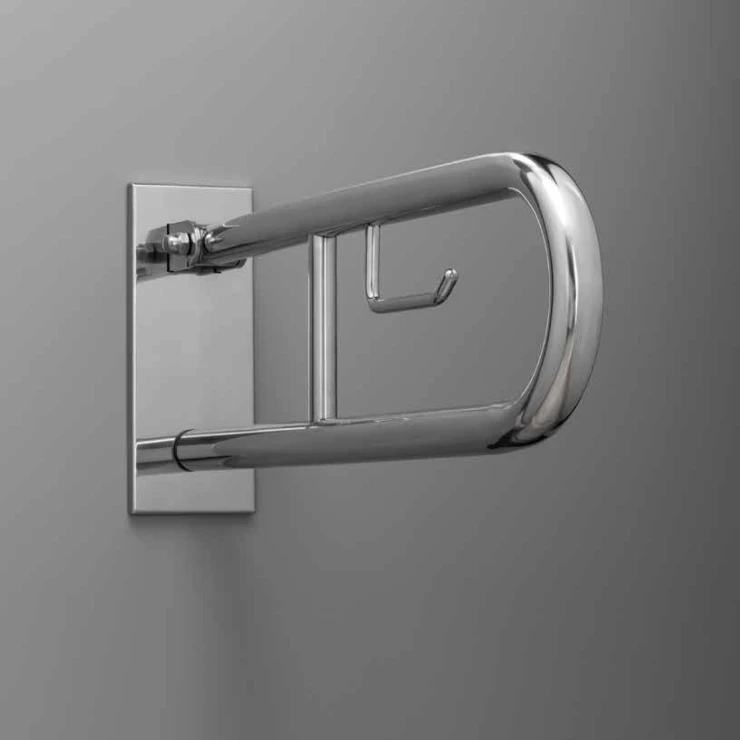 Sammenleggbart Støttegrep med Toalettpapirholder Steda 60 cm Dobbel Krom Blank