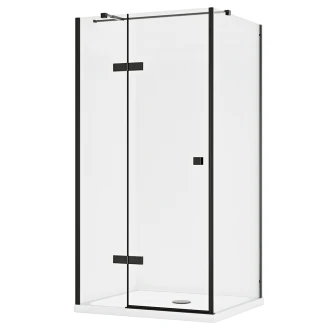 Brusehjørne <strong>Torre</strong>  Sort Mat 6 mm 120x80 cm Venstre