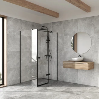 Dusjhjørne <strong>Torre</strong>  Svart Matt 6 mm 120x90 cm Venstre