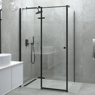 Dusjhjørne <strong>Torre</strong>  Svart Matt 6 mm 100x80 cm Venstre
