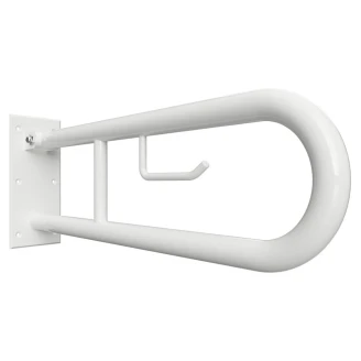 Sammenleggbart Støttegrep med Toalettpapirholder <strong>Steda</strong>  60 cm Dobbel Hvit Matt Uten Deksel