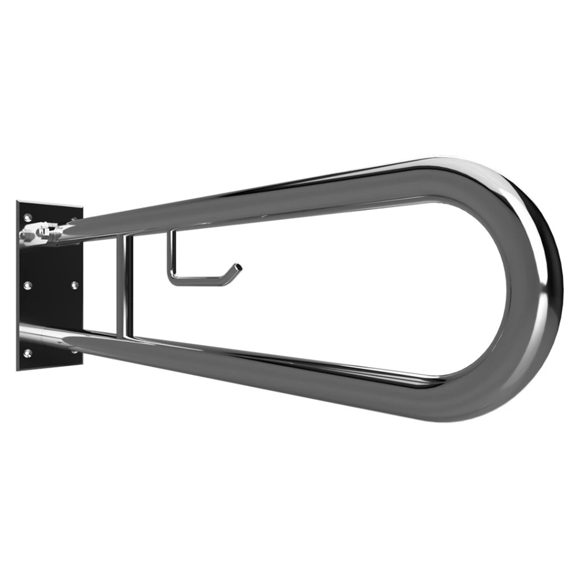 Sammenleggbart Støttegrep med Toalettpapirholder Steda 85 cm Dobbel Krom Blank Uten Deksel