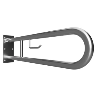 Sammenleggbart Støttegrep med Toalettpapirholder <strong>Steda</strong>  85 cm Dobbel Krom Matt Uten Deksel