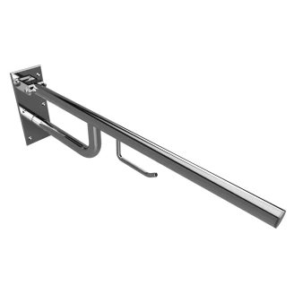 Sammenleggbart Støttegrep med Toalettpapirholder <strong>Steda</strong>  76 cm Krom Blank Uten Deksel