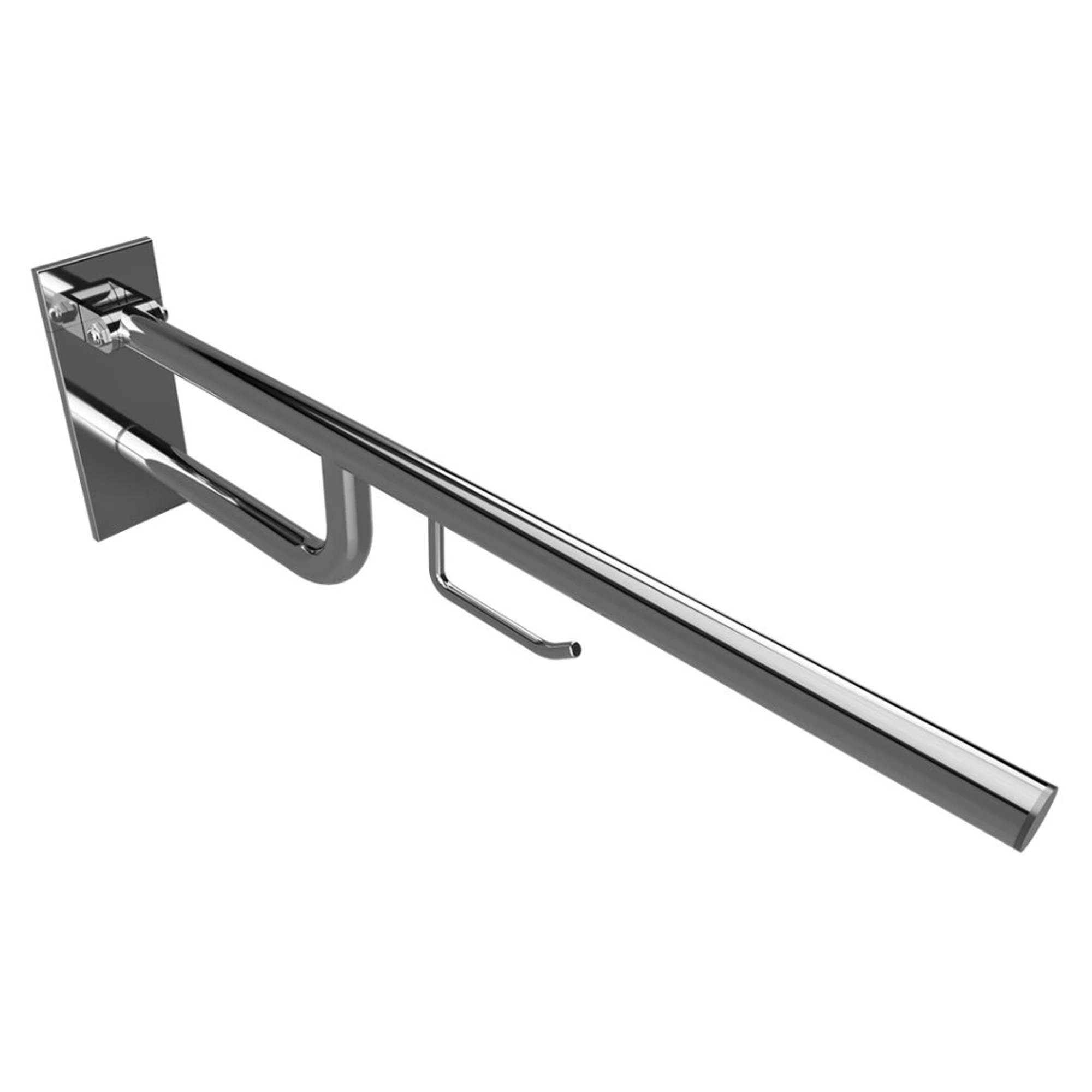 Sammenleggbart Støttegrep med Toalettpapirholder Steda 76 cm Krom Blank