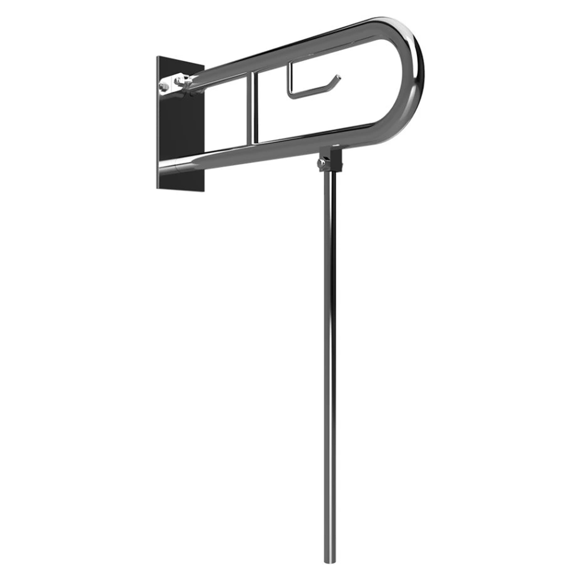 Sammenleggbart Støttegrep & Ben med Toalettpapirholder Steda 75 cm Dobbel Krom Blank