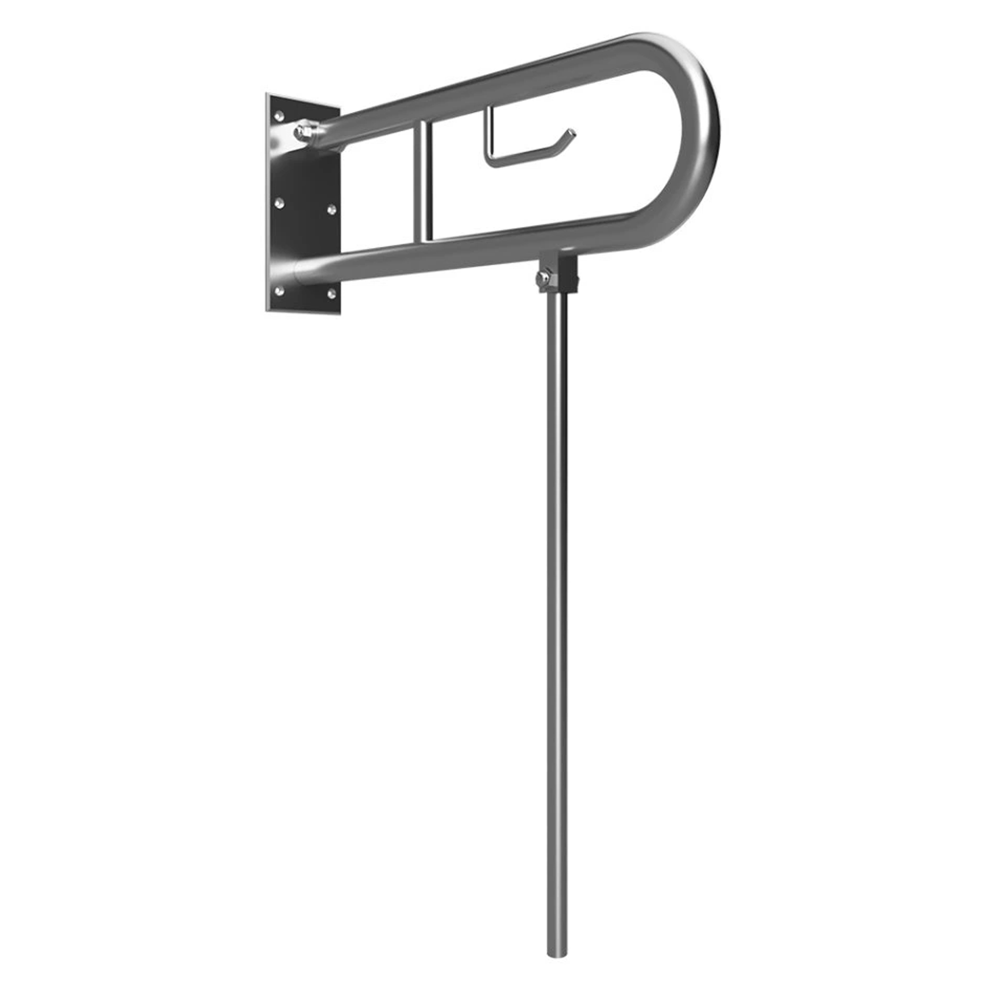 Sammenleggbart Støttegrep & Ben med Toalettpapirholder Steda 85 cm Dobbel Krom Matt Uten Deksel