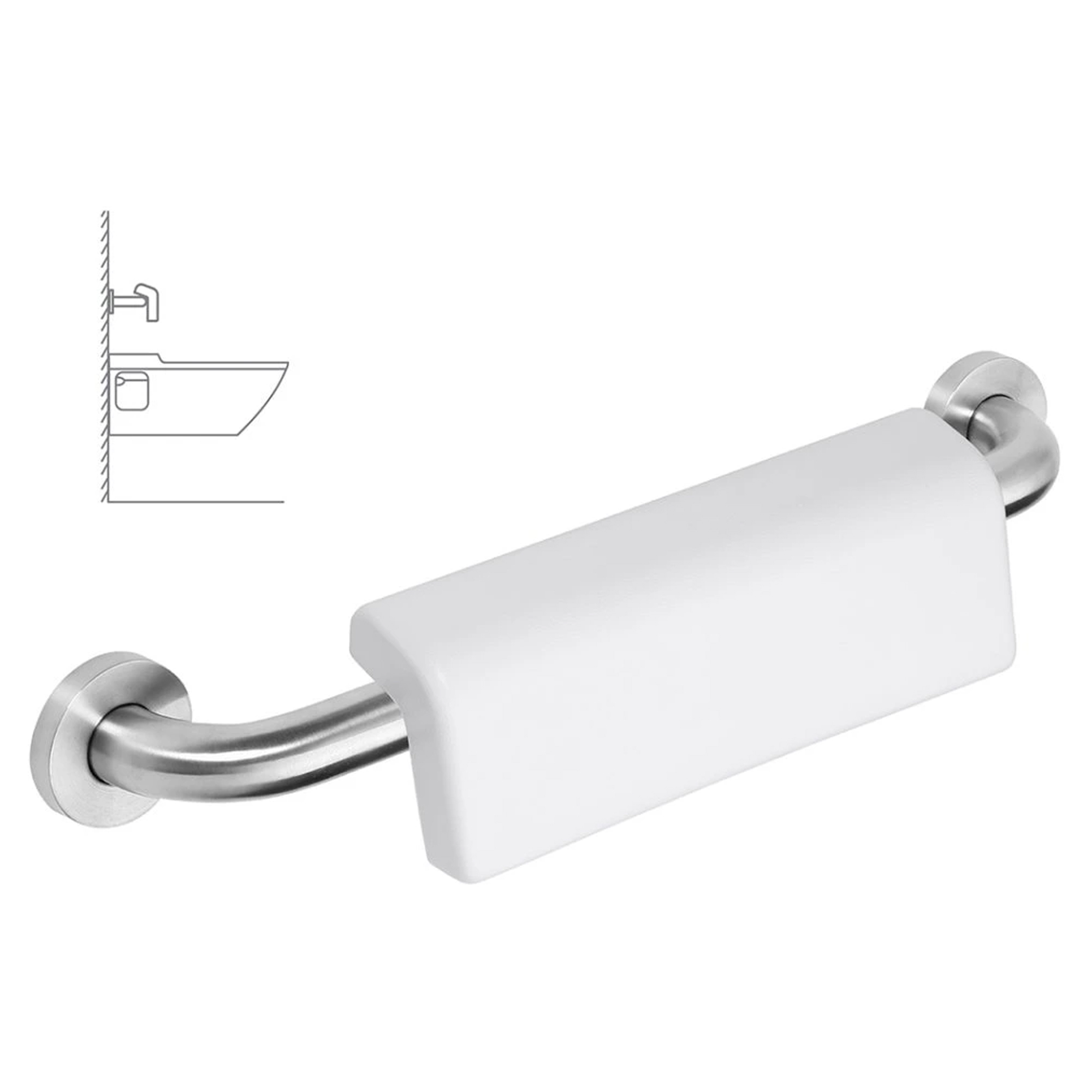 Ryggstøtte for Toalettstol Steda 50 cm Krom Matt