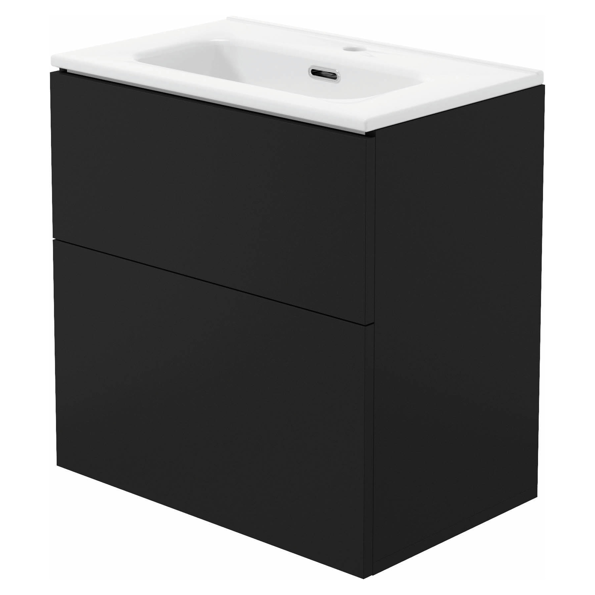 Servantsskap Prizma Svart Matt 60 cm med Servant Hvit Blank