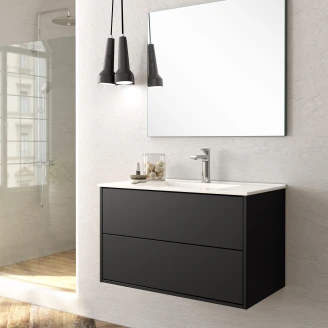 Servantskap <strong>Odea</strong>  Svart Matt 80 cm med Servant Hvit Blank