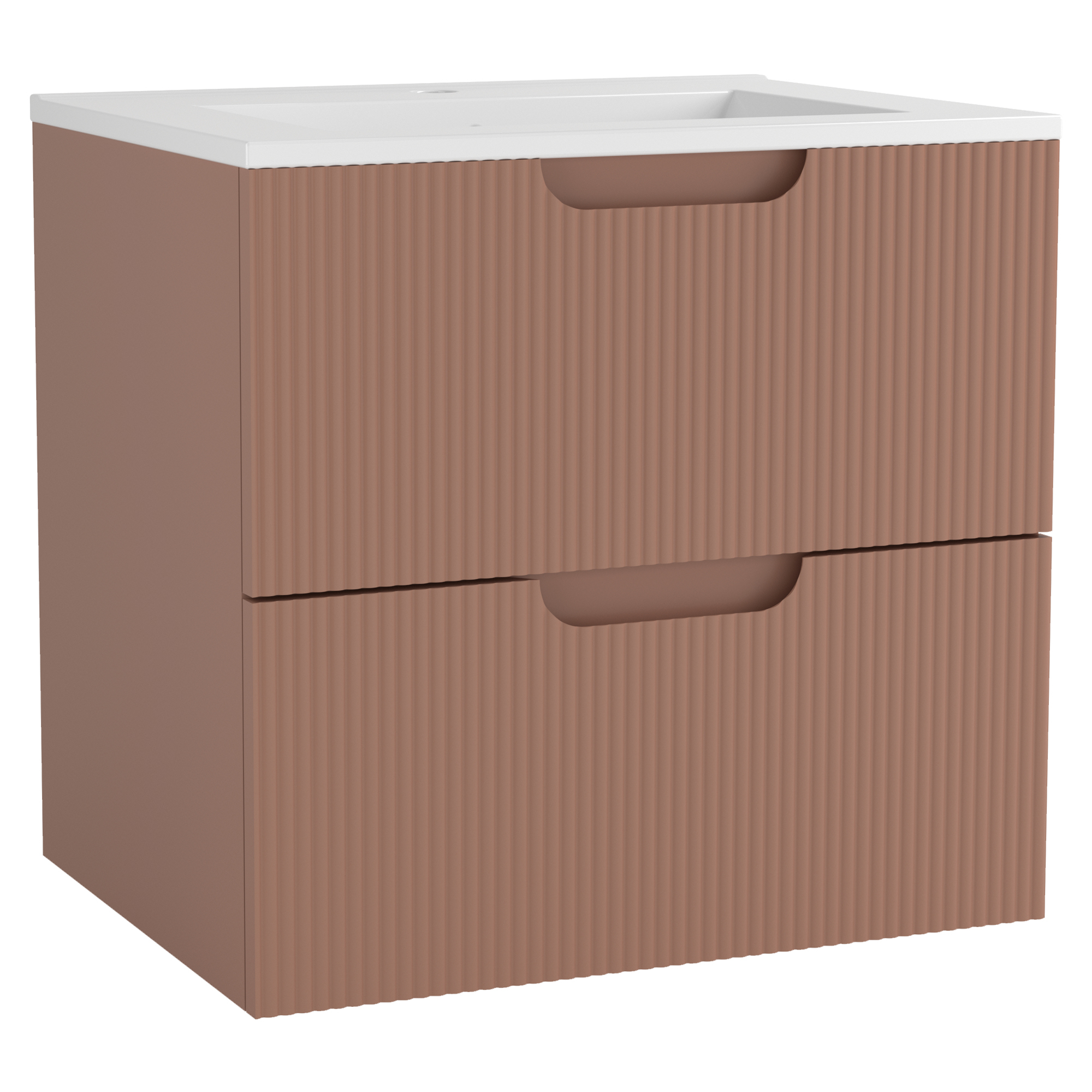 Servantskap Asta Terrakotta Matt 60 cm med Servant Hvit Blank