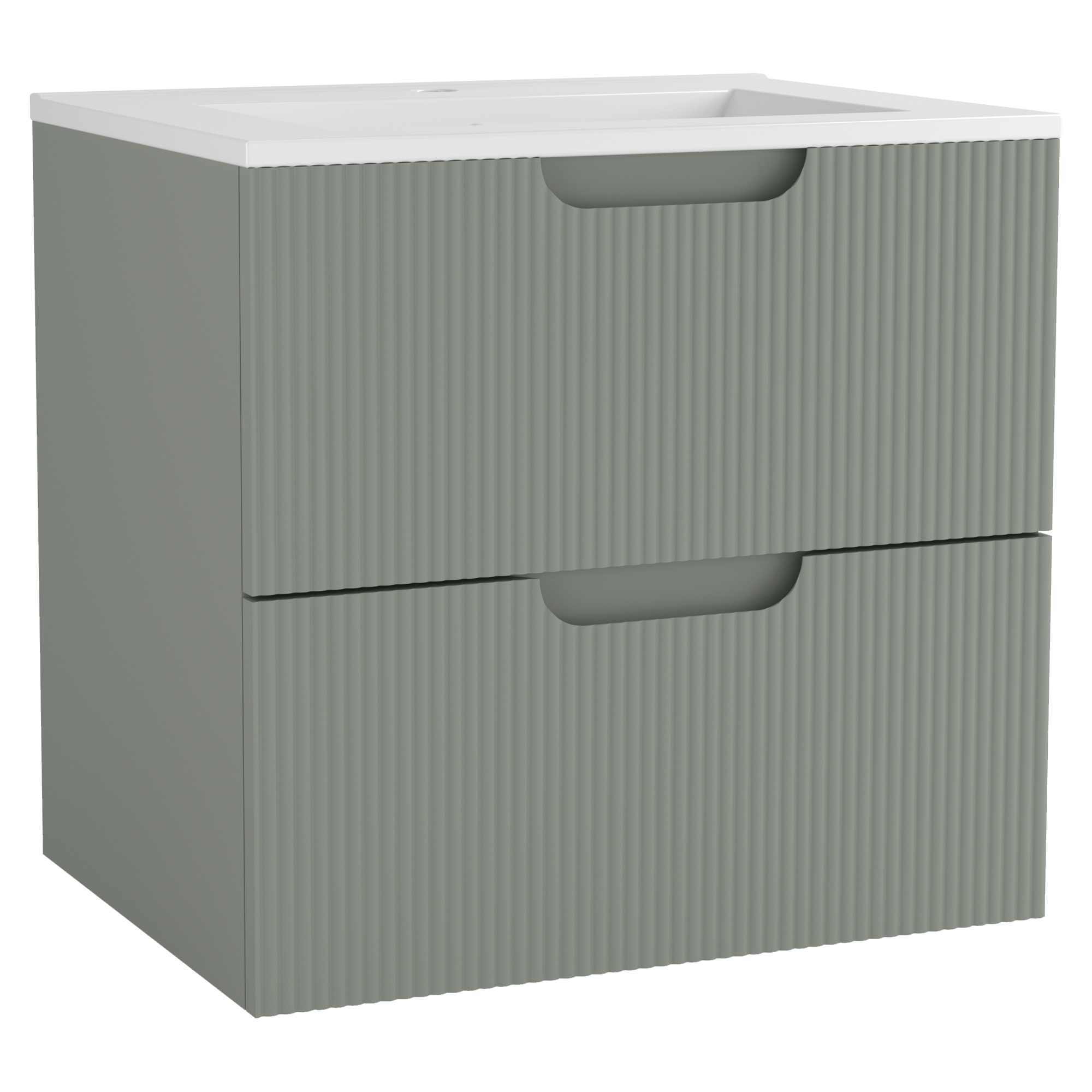 Servantskap Asta Salviegrønn Matt 60 cm med Servant Hvit Blank