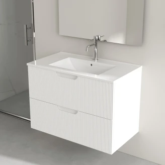 Servantskap <strong>Asta</strong>  Hvit Matt 80 cm med Servant Hvit Blank