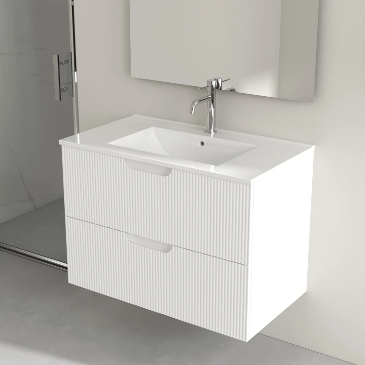 Servantskap Asta Hvit Matt 80 cm med Servant Hvit Blank