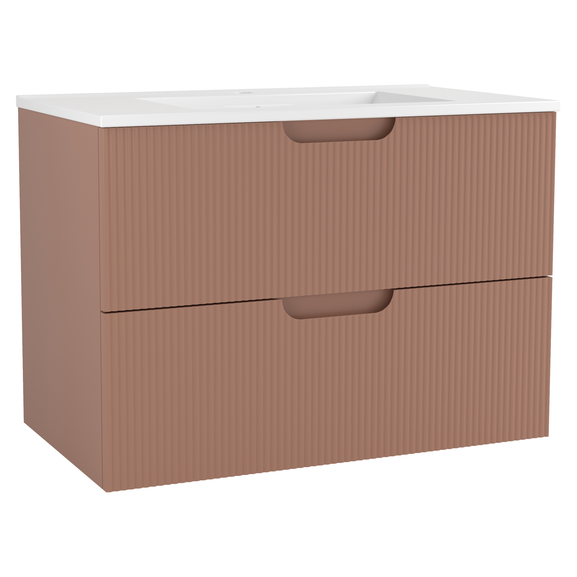 Servantskap Asta Terrakotta Matt 80 cm med Servant Hvit Blank