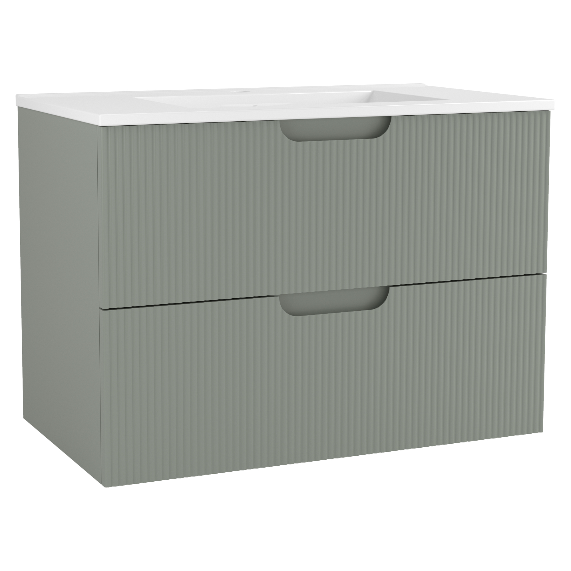 Servantskap Asta Salviegrønn Matt 80 cm med Servant Hvit Blank