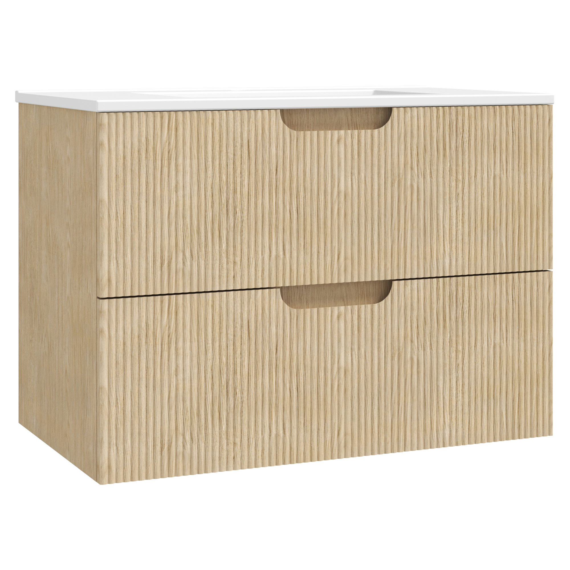 Servantskap Asta Tre Lys Matt 80 cm med Servant Hvit Blank