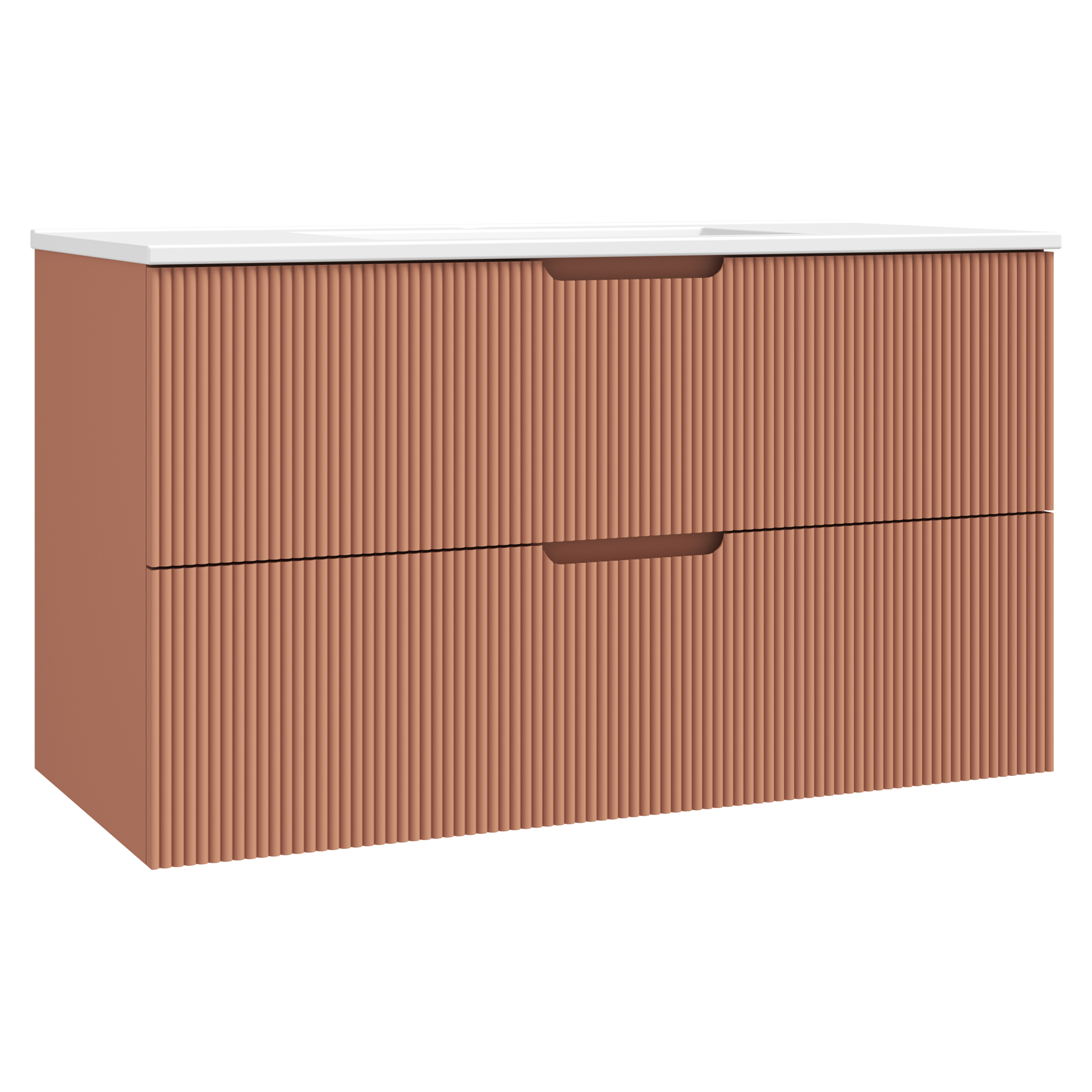 Servantskap Asta Terrakotta Matt 100 cm med Servant Hvit Blank