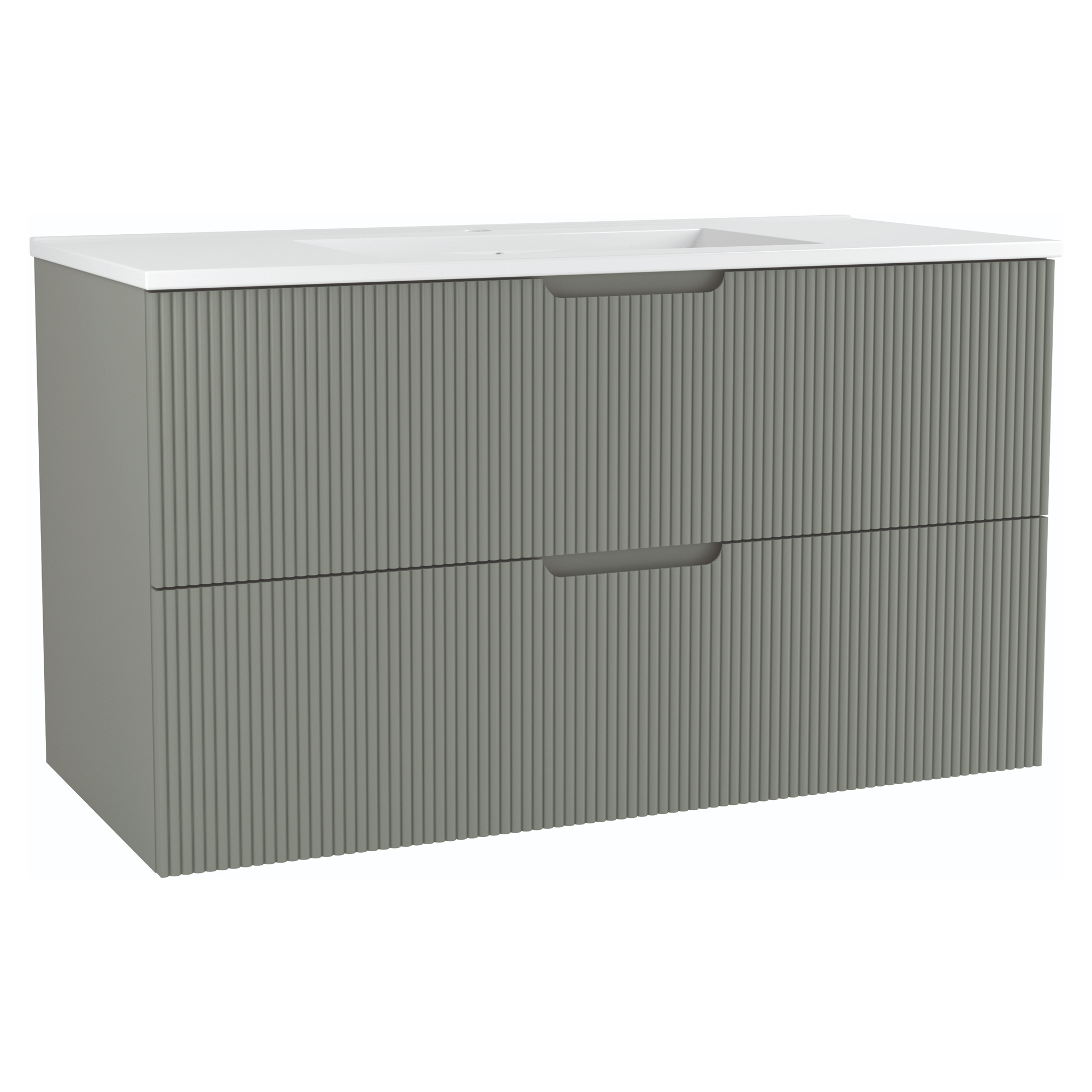 Servantskap Asta Salviegrønn Matt 100 cm med Servant Hvit Blank