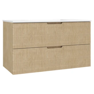 Servantskap <strong>Asta</strong>  Tre Lys Matt 100 cm med Servant Hvit Blank
