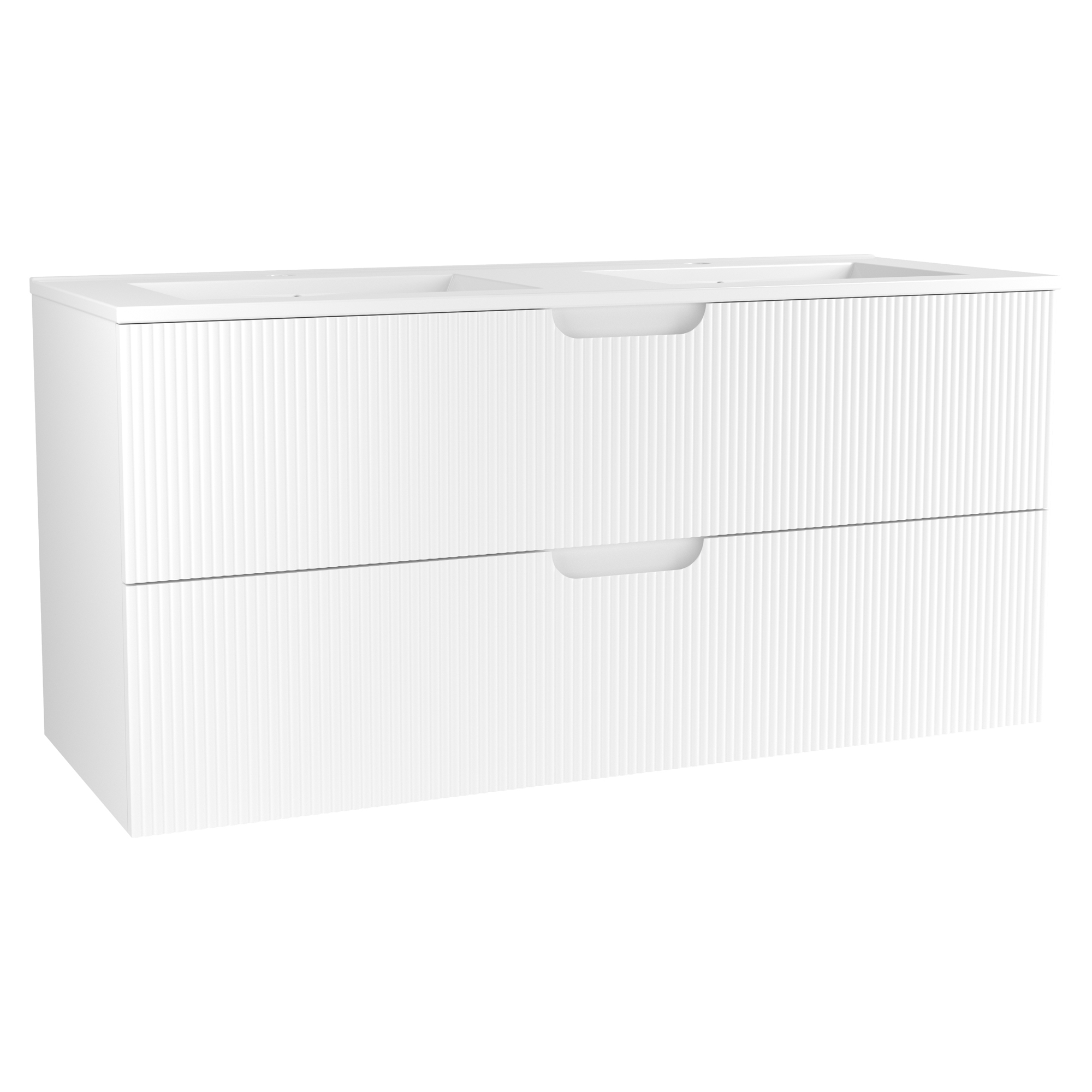 Servantskap Asta Hvit Matt 120 cm med Dobbel Servant Hvit Blank