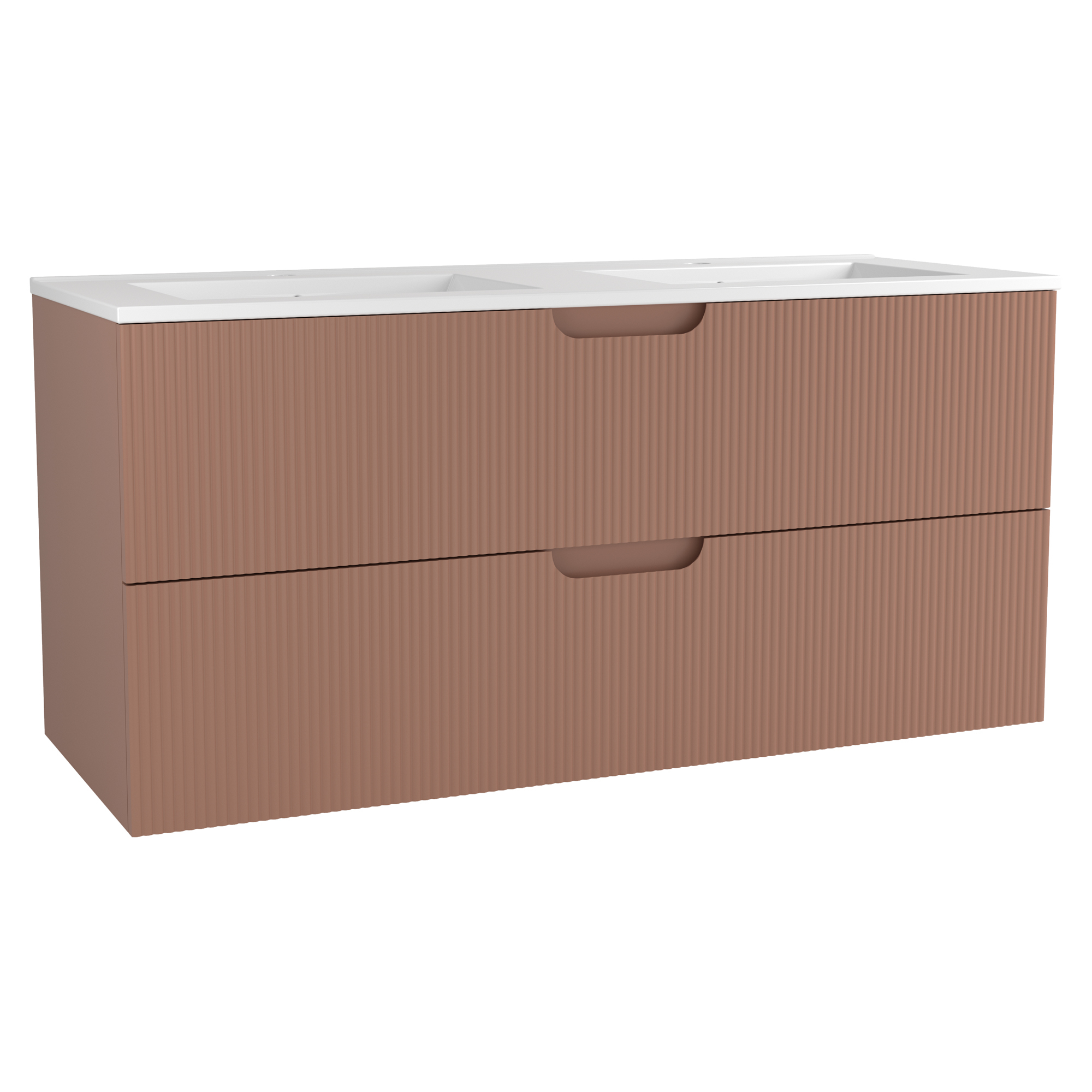 Servantskap Asta Terrakotta Matt 120 cm med Dobbel Servant Hvit Blank