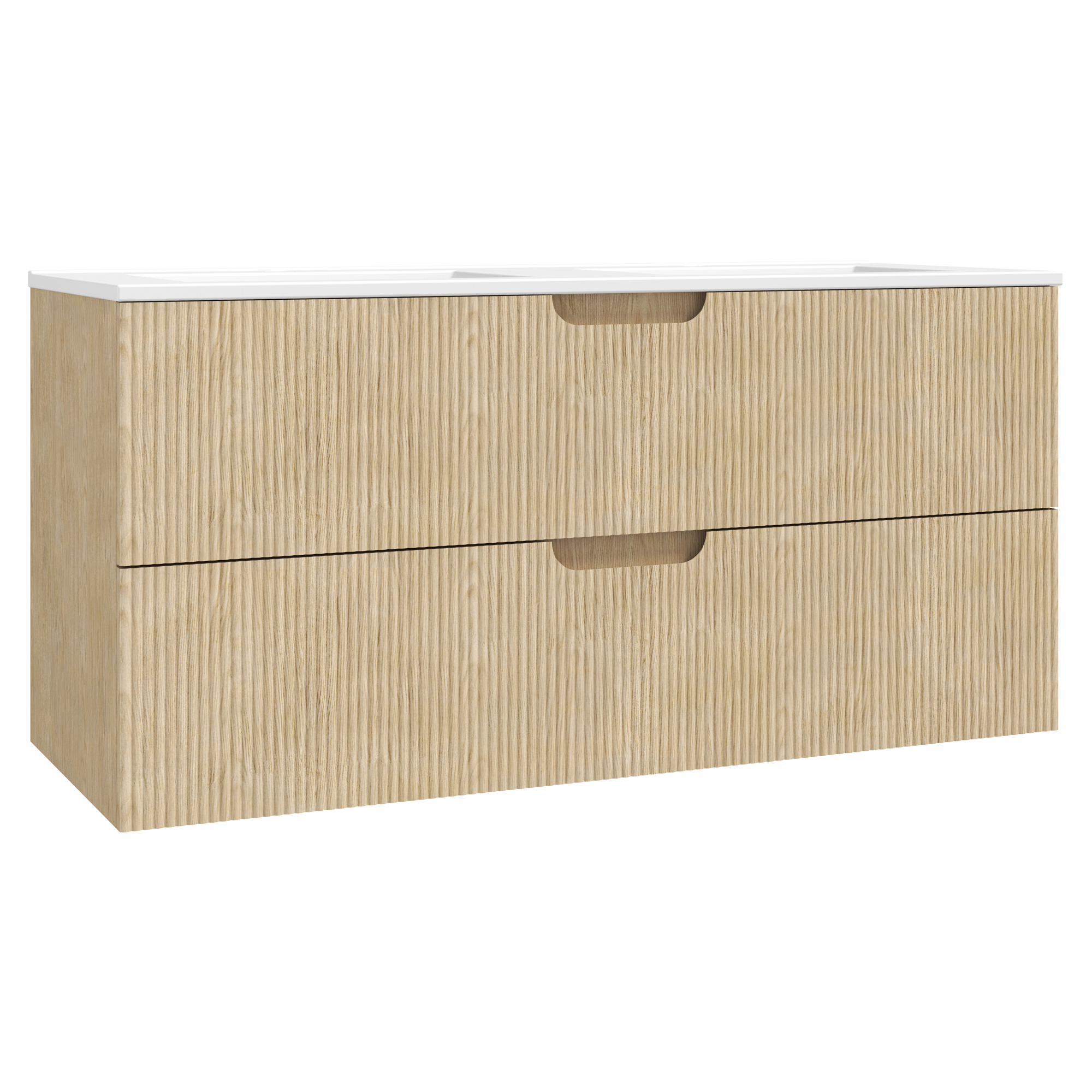 Servantskap Asta Tre Lys Matt 120 cm med Dobbel Servant Hvit Blank