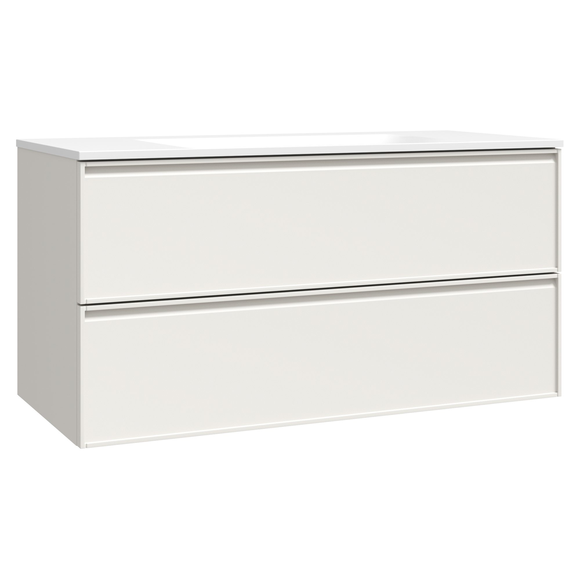 Servantskap Isla Elfenbenshvit Matt 100 cm med Servant Hvit Blank