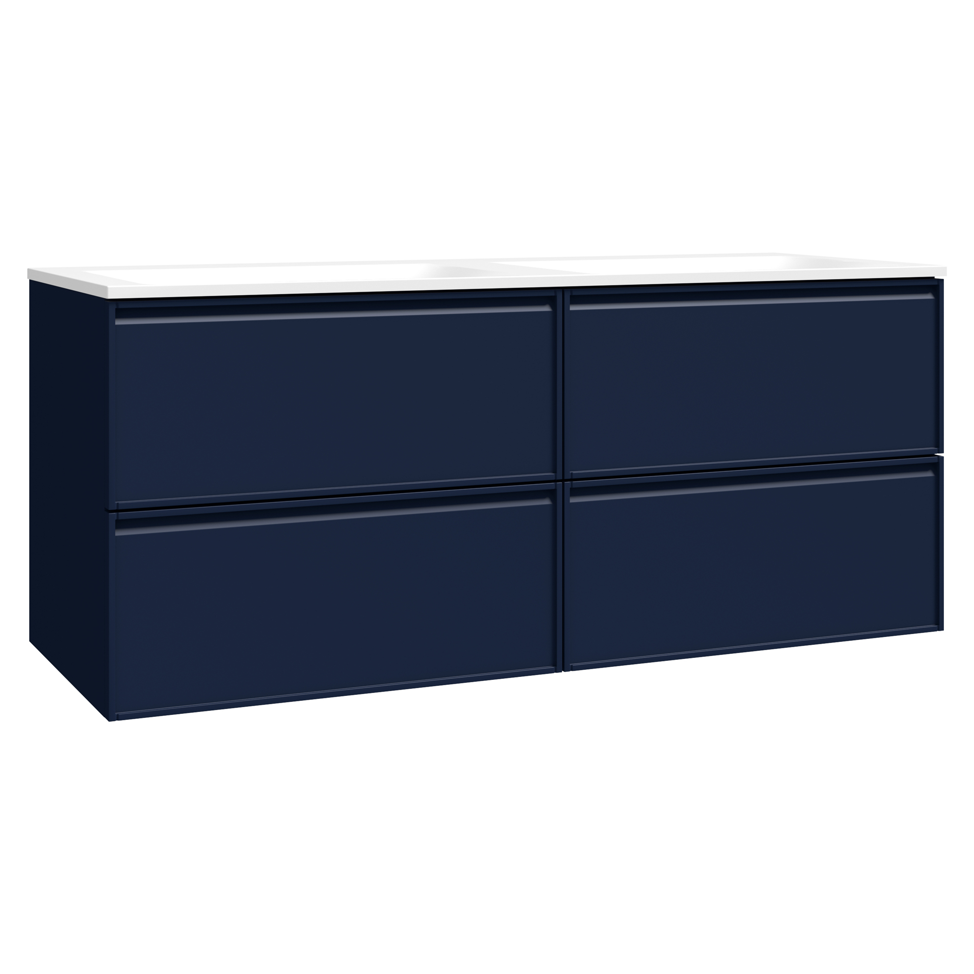 Servantskap Isla Mørkblå Matt 120 cm med Dobbel Servant Hvit Blank
