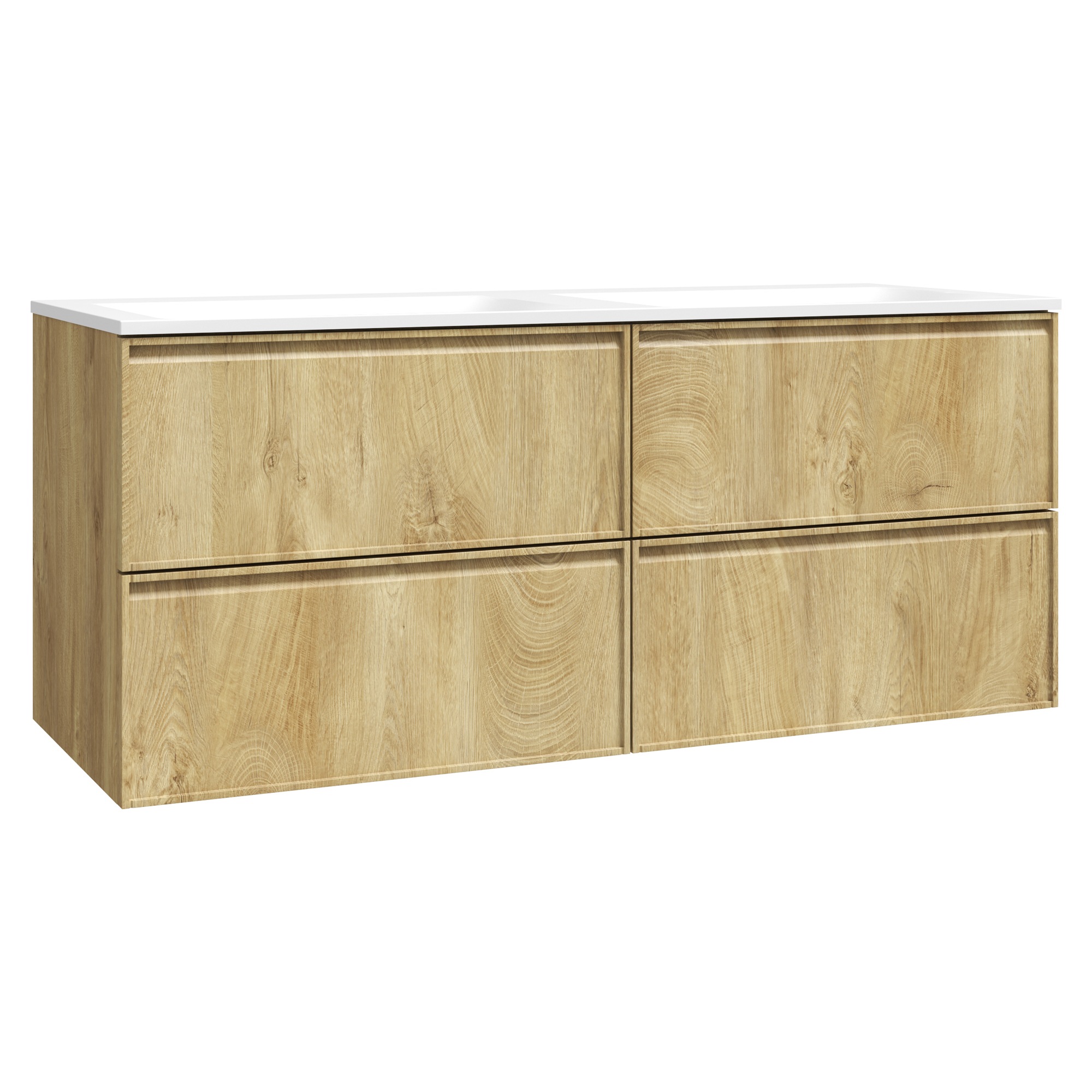 Servantskap Isla Tre Matt 120 cm med Dobbel Servant Hvit Blank