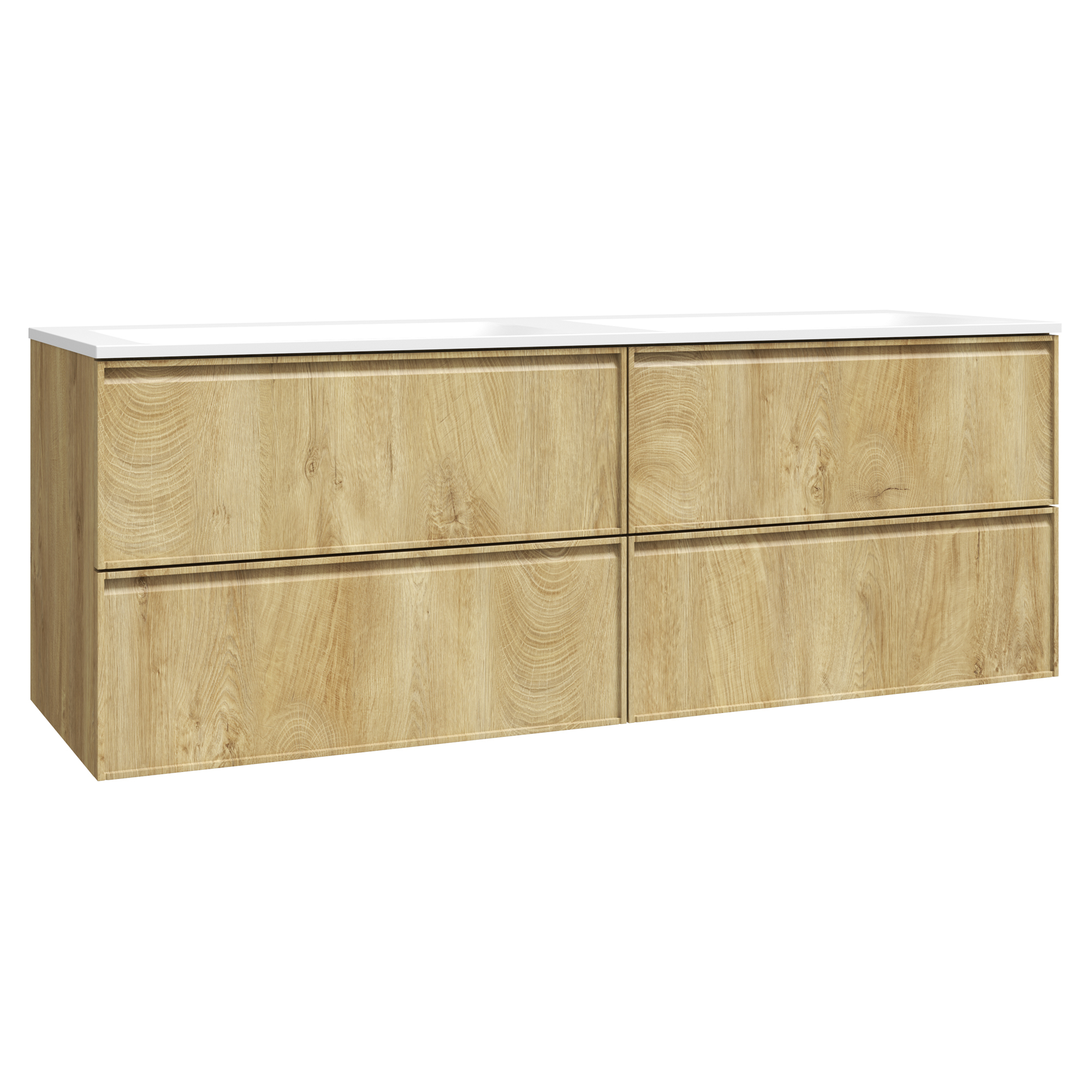 Servantskap Isla Tre Matt 140 cm med Dobbel Servant Hvit Blank