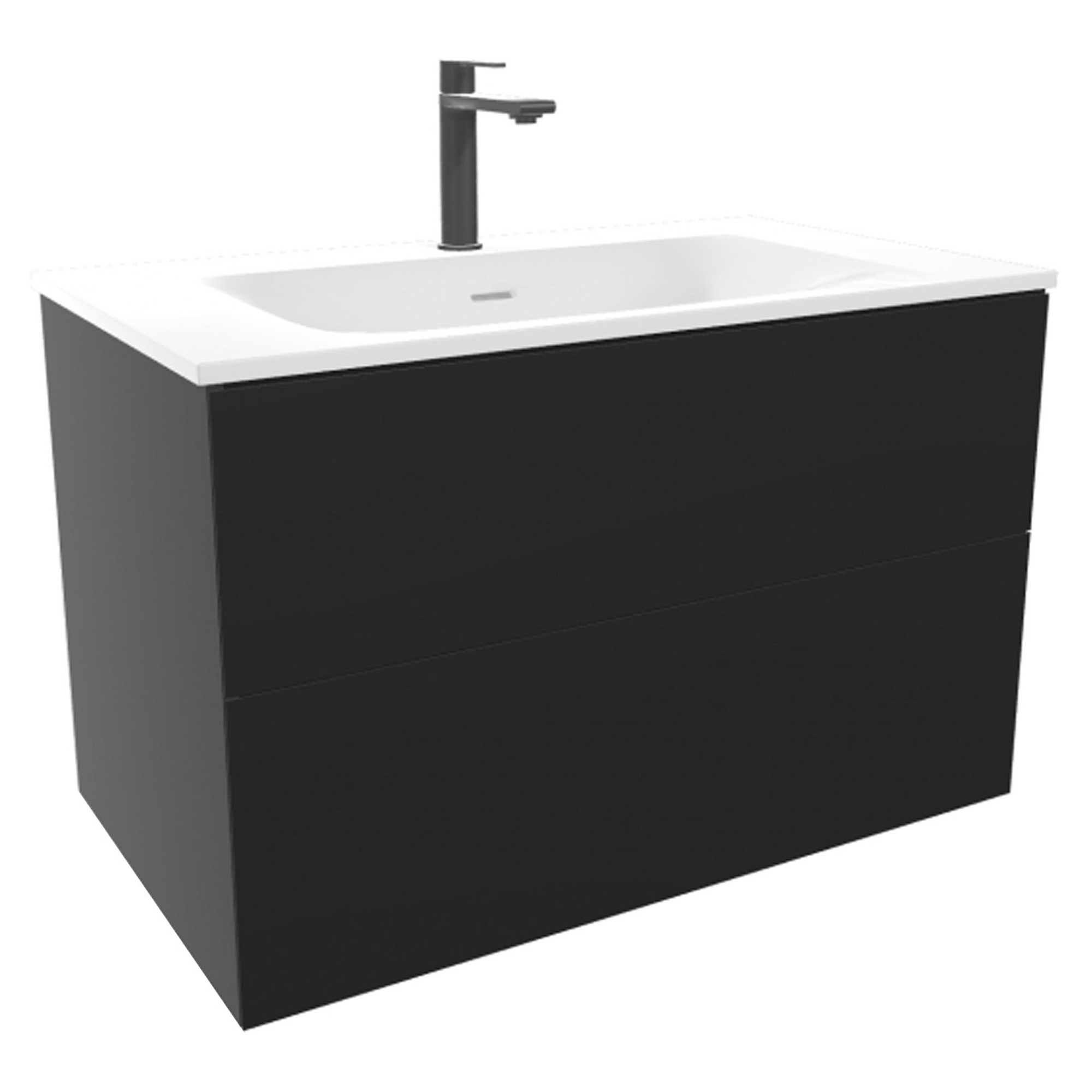 Servantskap Rima Svart Matt 80 cm med Servant Hvit Blank