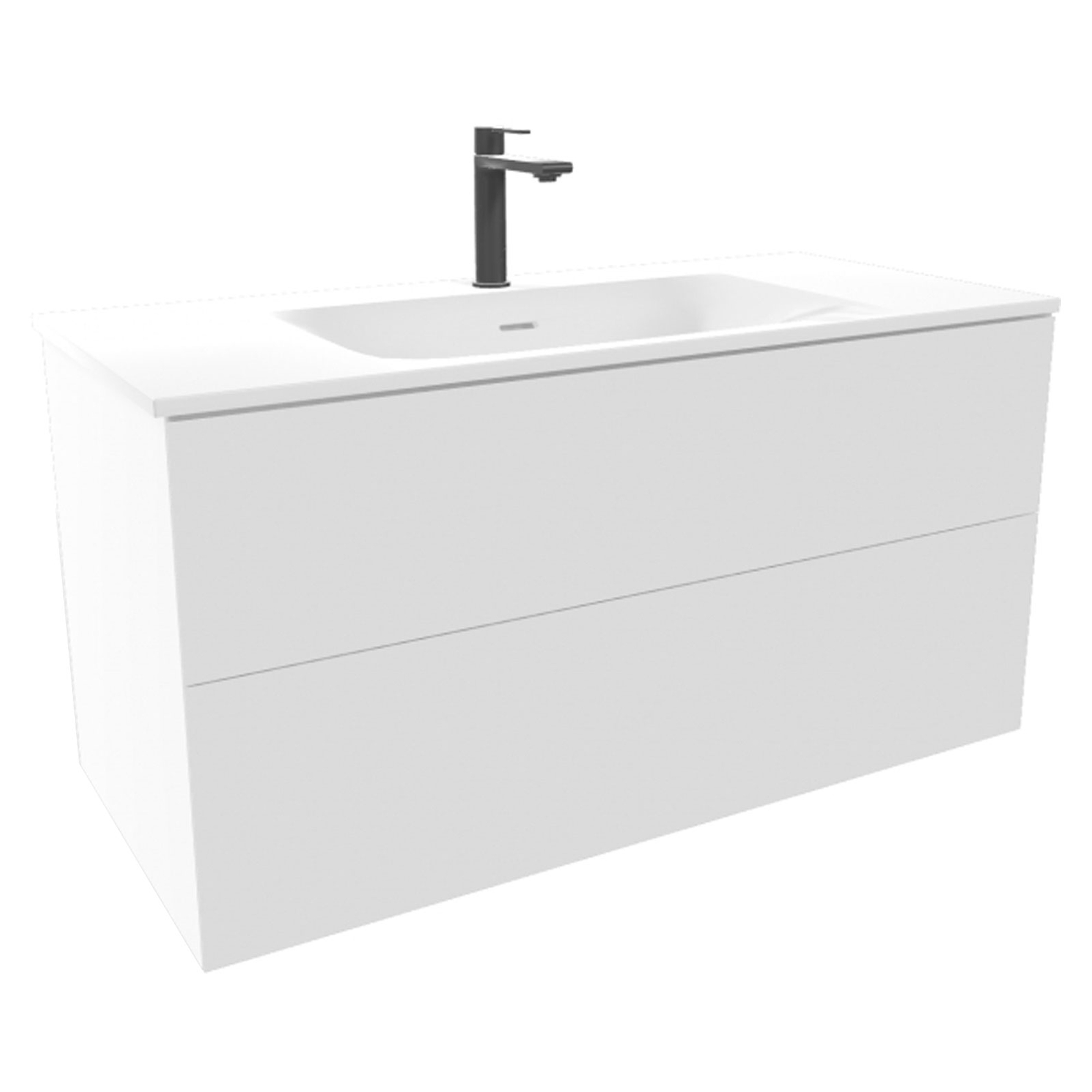 Servantskap Rima Kritthvit Matt 100 cm med Servant Hvit Blank