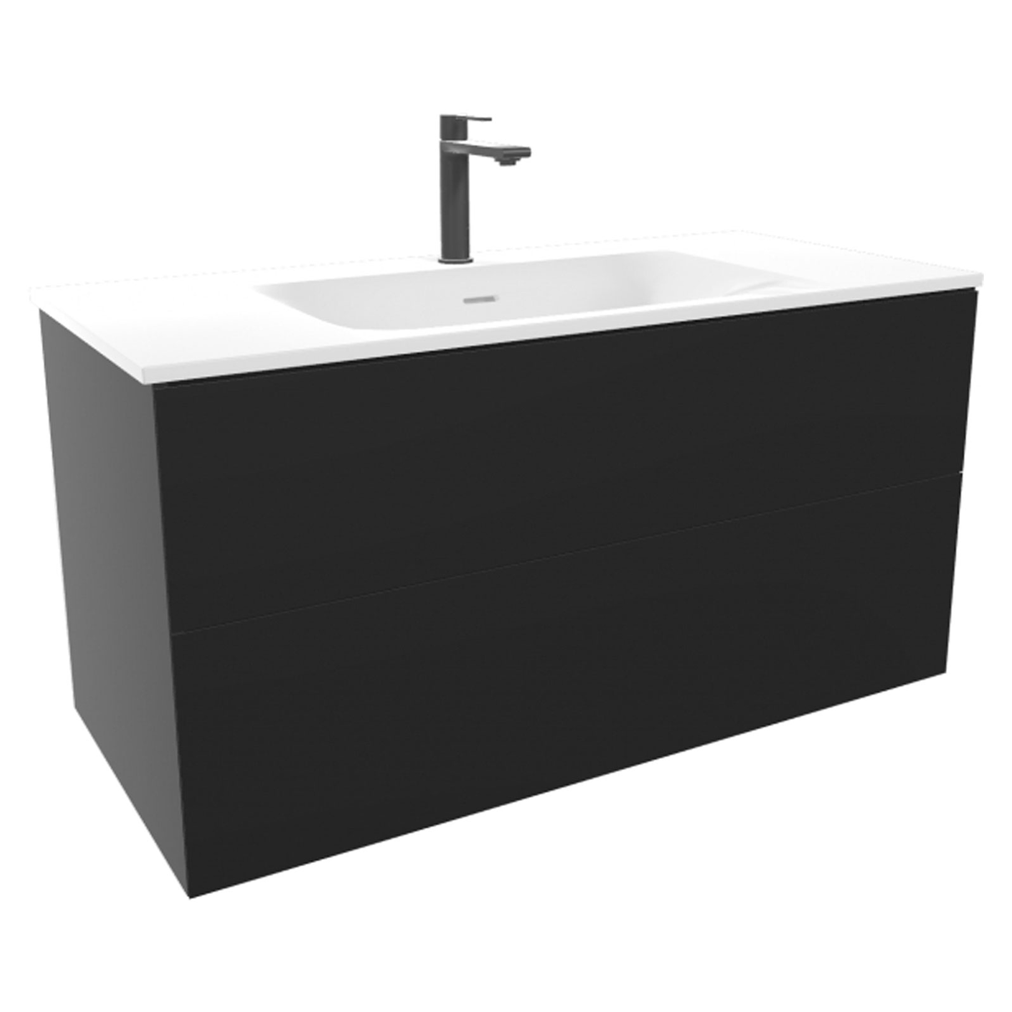 Servantskap Rima Svart Matt 100 cm med Servant Hvit Blank