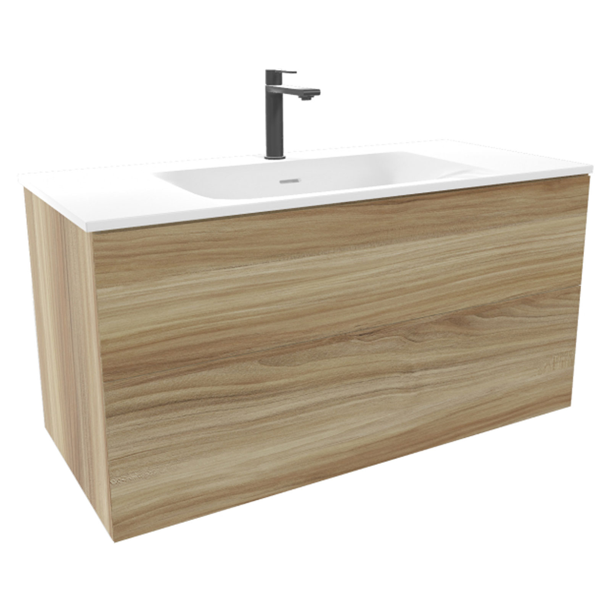 Servantskap Rima Naturlig Eik Matt 100 cm med Servant Hvit Blank