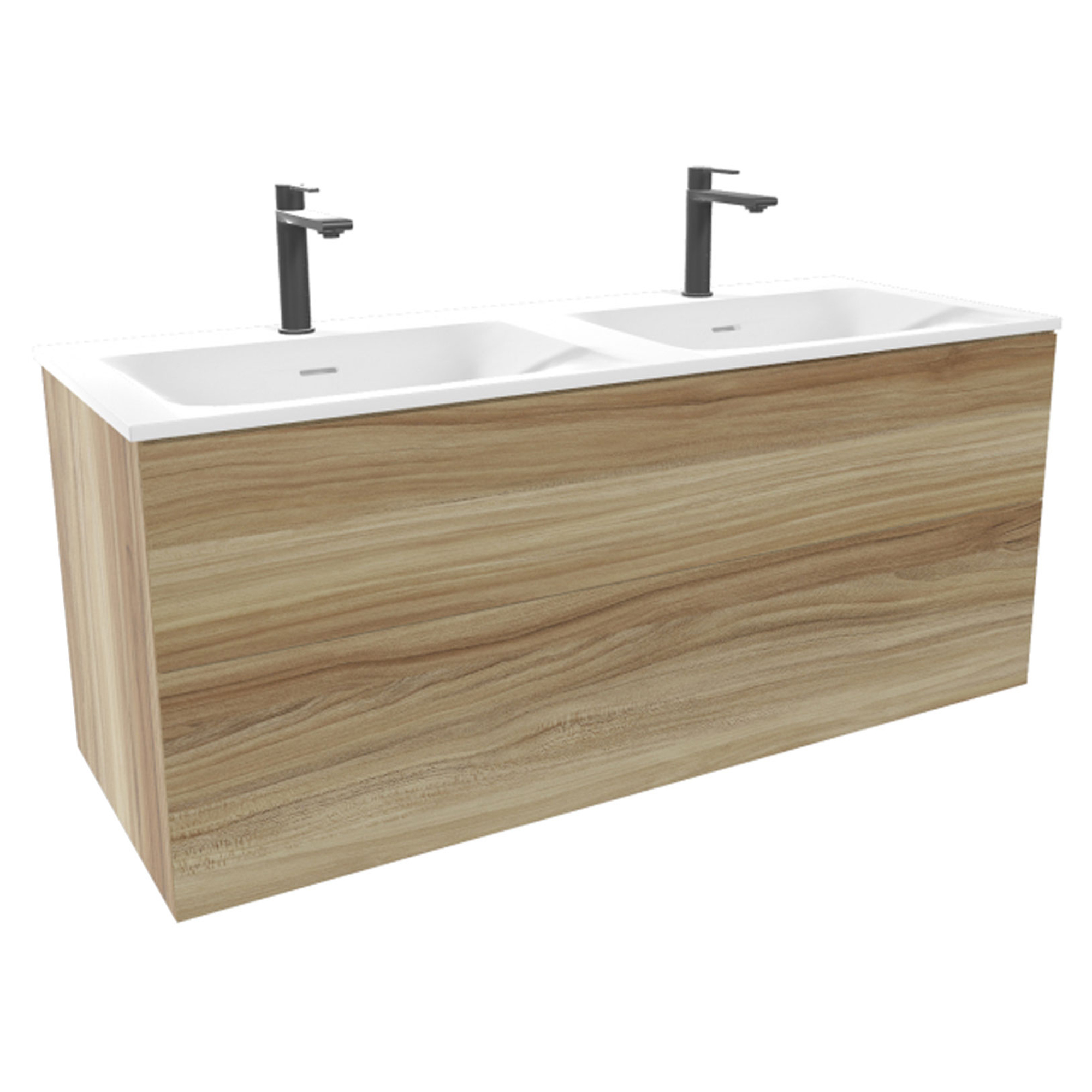 Servantskap Rima Naturlig Eik Matt 120 cm med Dobbel Servant Hvit Blank
