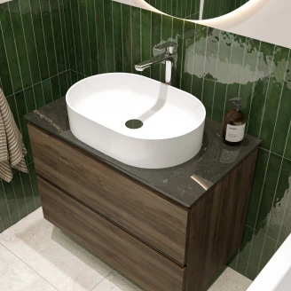 Servantskap Valnøtt Luna Tre 80 cm med Cosentino Benkplate Silestone Brun Polert