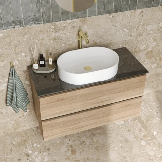 Servantskap Eik Luna Tre 100 cm med Cosentino Benkplate Silestone Brun Polert