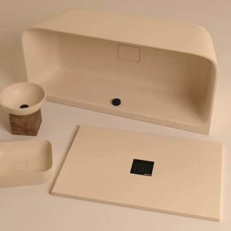 Gjutmarmor Dusjkar Marcelle 100x90 cm Beige Matt