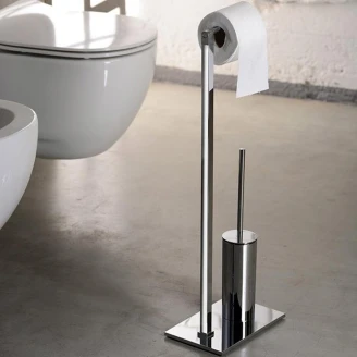Toalettpapirholder & børste <strong>Wixo</strong>  Krom Blank