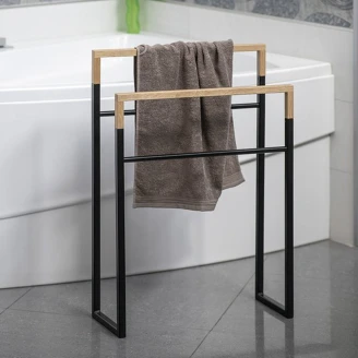 Frittstående håndkleholder <strong>Soppio</strong>  Svart-Ek Matt 55x80 cm