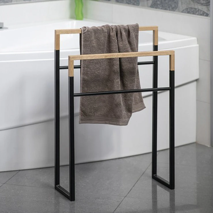 Frittstående håndkleholder Soppio Svart-Ek Matt 55x80 cm