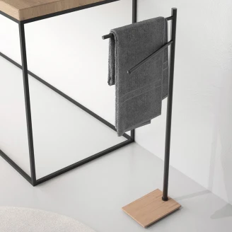 Frittstående håndkleholder <strong>Loa</strong>  Svart-Bambu Matt