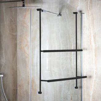 Håndkleholder for dusjvegg <strong>Zephy</strong>  Svart Matt